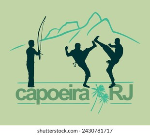 Vector illustration of capoeiristas silhouette in Rio de Janeiro.
​Art representing a Rio lifestyle. Drawing in simple and stylized strokes.