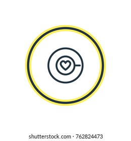 Vector Illustration Of Cappuccino Outline. Beautiful Coffee Element Also Can Be Used As Saucer Element.