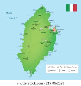 Vector Illustration Capraia Island Map In Italy