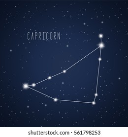 Vector illustration of Capricorn constellation on the background of starry sky