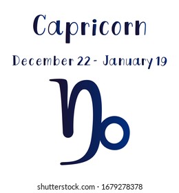 Vector illustration of Capricorn zodiac sign isolated on a white background.