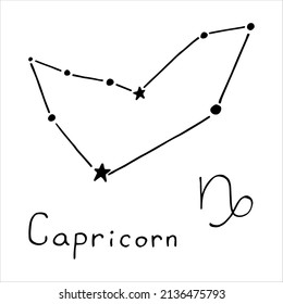 Vector illustration of Capricorn zodiac sign in doodle style