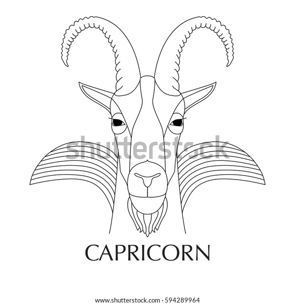 Vector Illustration Capricorn Zodiac Sign Tattoo Stock Vector Royalty Free 594289964
