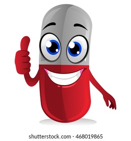 Vector Illustration of Capsule Mascot Doing Ok hand Sign