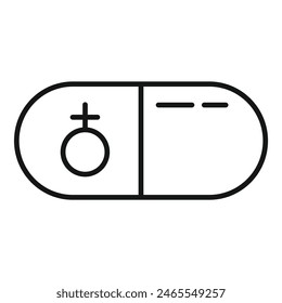 Vector illustration of a capsule pill with a gender equality symbol engraved on it
