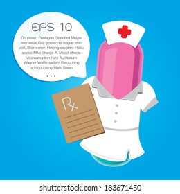 vector Illustration of a capsule Pill wearing a nurse in uniform with a medical cap