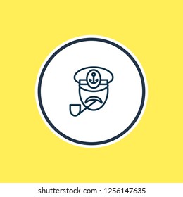 Vector illustration of captain icon line. Beautiful naval element also can be used as sailor icon element.