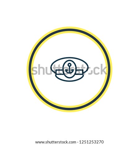 Vector illustration of captains cap icon line. Beautiful nautical element also can be used as sailor hat icon element.