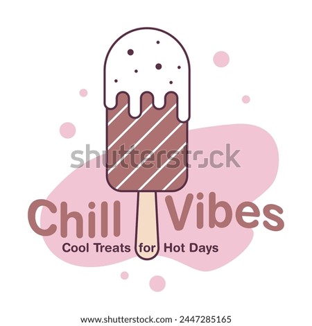 Vector illustration captures of Chill Vibes slogan, complemented by enticing ice cream designs, blending urban graffiti style