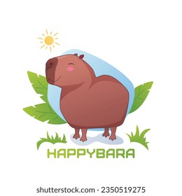 Vector illustration with capybara in cartoon style.