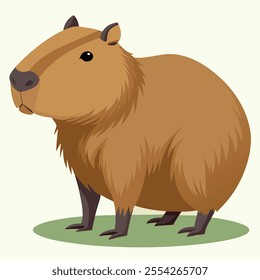 Vector illustration of a capybara in full body, rendered in a precise and clean style, perfect for wildlife themes, educational materials, and nature-focused designs.