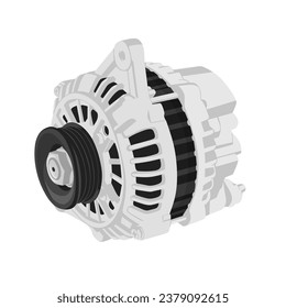 Vector illustration of car alternator solated on white background