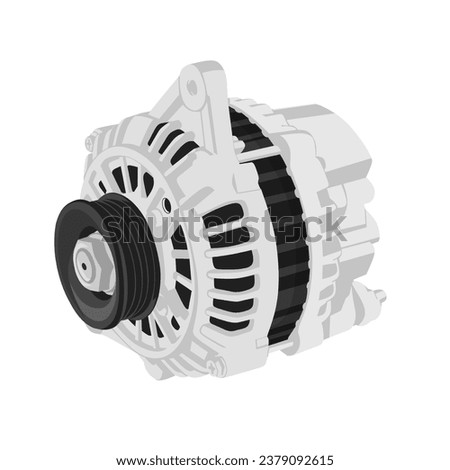 Vector illustration of car alternator solated on white background