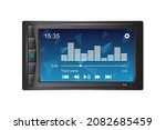 Vector illustration of a car audio system with lcd screen, car radio on a plain backgrounds