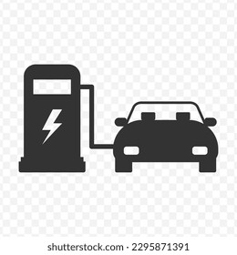 Ilustración vectorial del icono de carga de la batería del coche en color oscuro y fondo transparente (png).