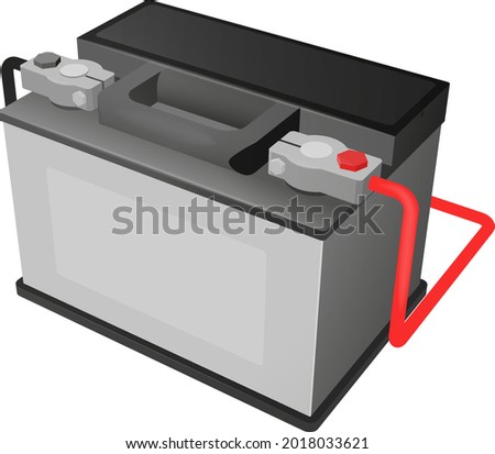 Vector illustration of car battery with connected terminals