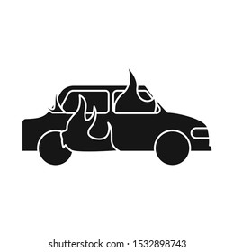 Vector illustration of car and burn sign. Web element of car and ruined stock symbol for web.