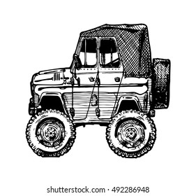 vector illustration of car in comics style