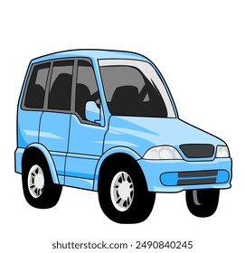 vector illustration of a car with a cute and beautiful model. Suitable for use as a logo or printed sticker