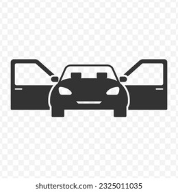 Vector illustration of the car door opens icon in dark color and transparent background(PNG).