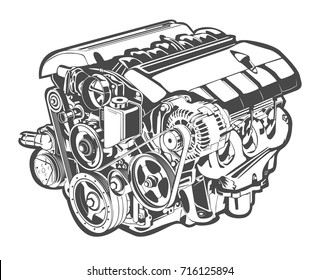 vector illustration of car engine