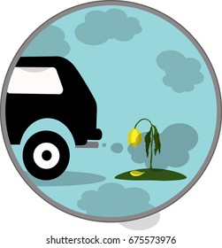 Vector Illustration Car Exhaust, Co2, Smoke, Icon