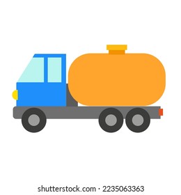 Vector illustration of a car in a flat style. Icon of a road tanker. Logo design