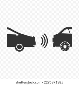 Vector illustration of car front sensors icon in dark color and transparent background(png).