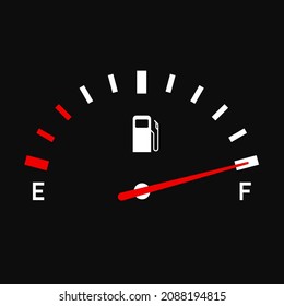 Premium Vector  Full gas meter, petrol meter, in blue on a black  background. vector illustration