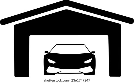 Vector illustration of a car in a garage