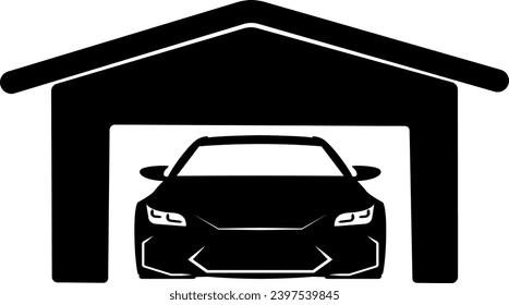 Vector illustration of a car in a garage