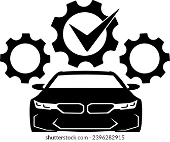 ilustración vectorial de un coche y engranajes sobre un fondo transparente	