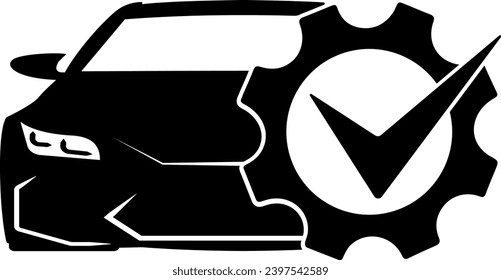 vector illustration of a car and gears on a transparent background
