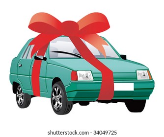 Vector illustration of car as a gift