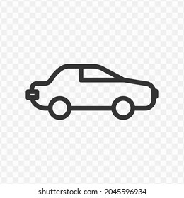 Vector illustration of car icon in dark color and transparent background(png).