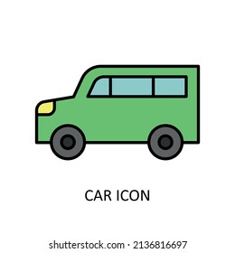 Vector illustration with car icon. Outline drawing