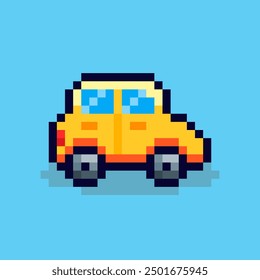 Vector Illustration of car icon with Pixel Art Design, perfect for game assets themed designs