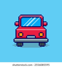 Vector Illustration of car icon with Pixel Art Design, perfect for game assets themed designs