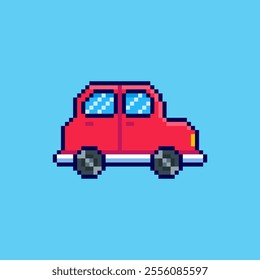 Vector Illustration of car icon with Pixel Art Design, perfect for game assets themed designs