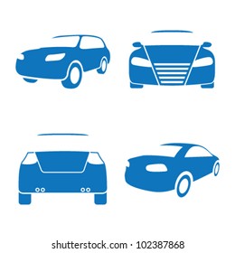 Vector illustration of car icons on a white background