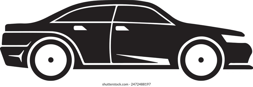 Vector illustration of car isolated on white background. Monochrome style.