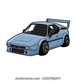 Vector illustration of car isolated for poster,tshirt or etc,car illustration,custom car,cartoon car