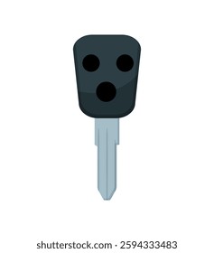Vector illustration of a car key with a black remote featuring three buttons.