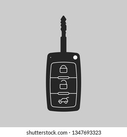 Vector Illustration Of Car Key Embedded In Keychain Alarm