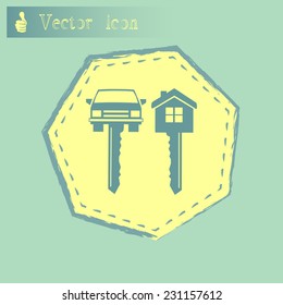 Vector illustration of car keys and house 