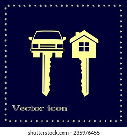 Vector illustration of car keys and house 