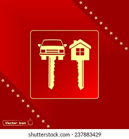 Vector illustration of car keys and house 