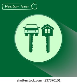 Vector illustration of car keys and house 