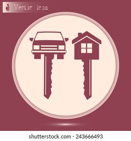 Vector illustration of car keys and house 