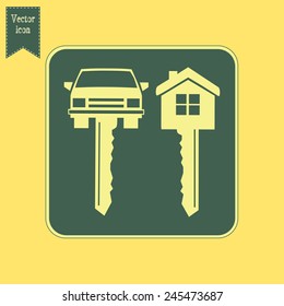 Vector illustration of car keys and house 